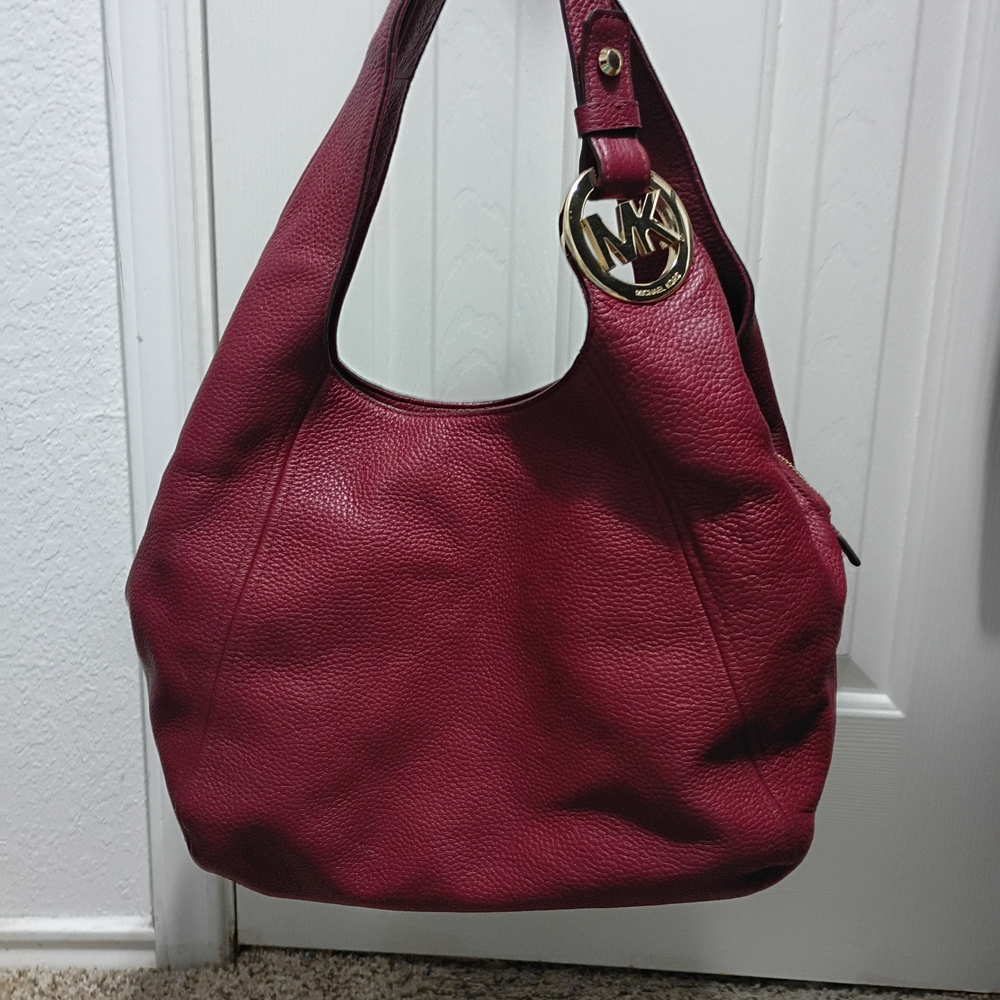 Michael Kors Burgundy Leather Hobo Bag